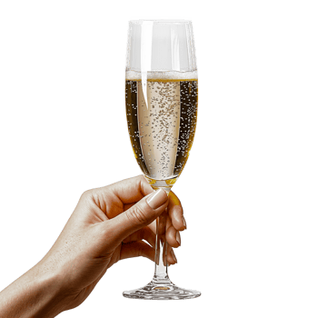 champagne glass held by hand on white background png