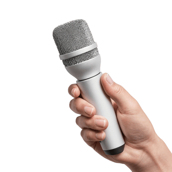 hand holding microphone on white background png