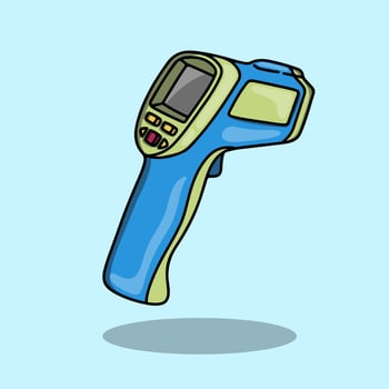 Illustration of a blue infrared thermometer gun vector
