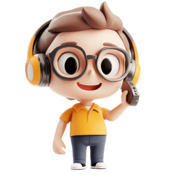 Cartoon character representing a call center agent using a headset during customer service tasks, 3D Character Handling Call in Call Centre On transparent background png