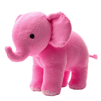 Cute pink elephant stuffed animal standing isolated on a transparent background for delightful decor or gift ideas, pink elephant stuffed animal isolated on transparent background png