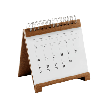 A minimalist table calendar for April sitting on a transparent background suitable for office or home decor, table calendar 2023 april isolated on transparent background png