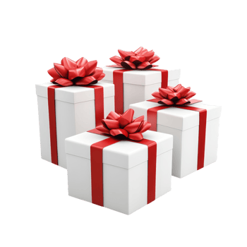 transparent gift boxes with red bows arranged on a clean transparent background for special occasions and celebrations, Red opened gift box with group of transparent gift boxes isolated on transparent png