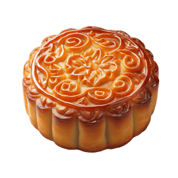 Delicious moon cake with intricate designs on a transparent background perfect for festive celebrations, delicious moon cake on transparent background png