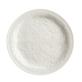 Intricately designed transparent ceramic dish set against a minimalist transparent background for elegant dining, beautiful transparent seramic dish on transparent background png