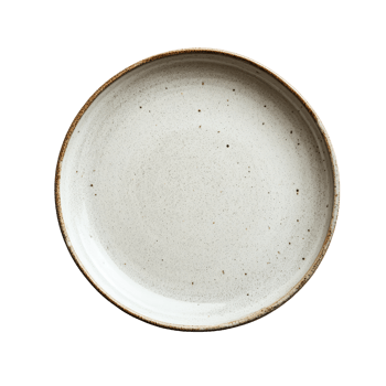 This minimalist ceramic plate is displayed from a top view on a clean transparent background, top view plate on transparent background png