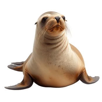 A relaxed sea lion poses serenely against a clean transparent background, showcasing its features, a sea lion isolated on transparent background png