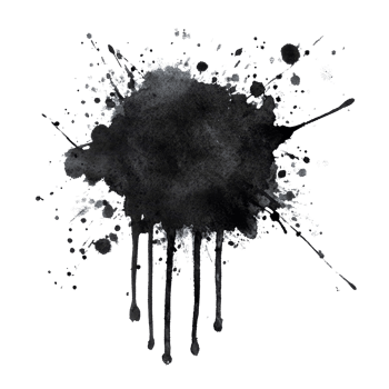 Black watercolor splash with splatters on a transparent background for creative designs, black red color splash isolated on transparent background png
