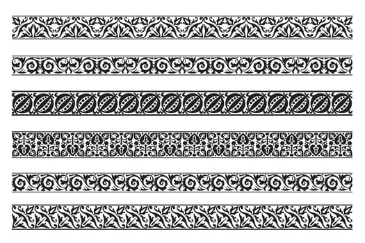 decorative seamless border set vector