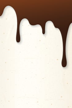 Melted chocolate flows onto cream cake surface vertical background graphic illustration have blank space. vector