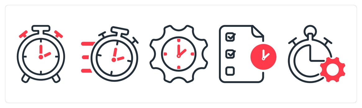 A set of 5 business icons as time, fast time, time setting vector