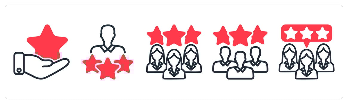 A set of 5 business icons as star feedback, premium user, expert team vector