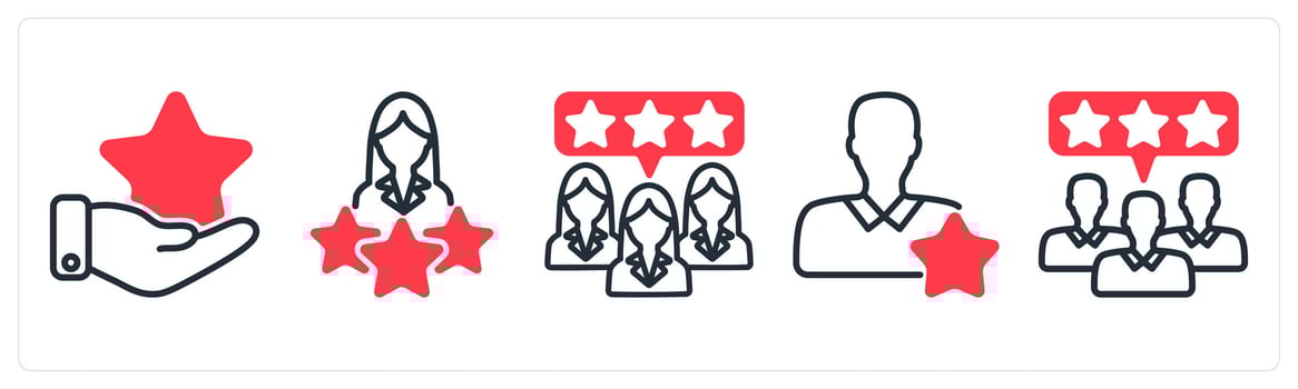 A set of 5 business icons as star feedback, premium user, customer feedback vector