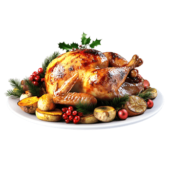 Festive Turkey with Christmas Ornaments Transparent Background png