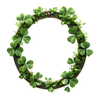 Circular Frame with Clover Leaves Transparent Background png