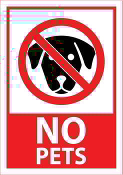 No Pets Allowed Sign Featuring a Black Dog Icon with Striking Red and White Colors for Clear Communication vector