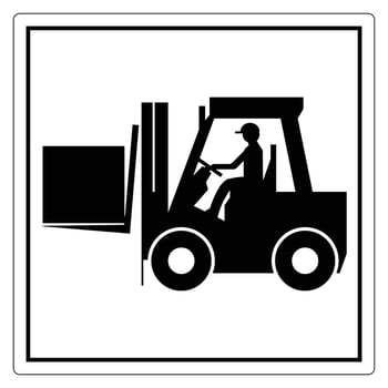 Forklift Operator Silhouette Handling Cargo in Industrial Warehouse Environment Safety Signage Design vector