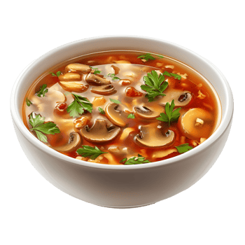 Bowl of Chinese Vegetable Mushroom Soup Transparent Background png