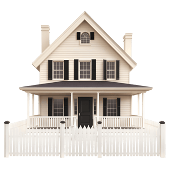 White Picket Fence with House Transparent Background png