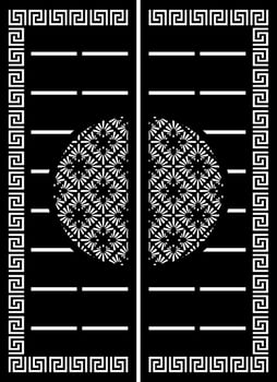 Elegant Laser-Cut Metal Gates with Intricate Geometric and Floral Design vector