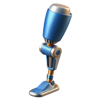 beautiful traditional Advanced prosthetic leg with articulated joints high quality png