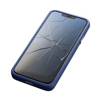 elegant modern Smartphone with cracked screen, isolated professional png
