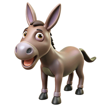 extraordinary minimalist A braying donkey, detailed png