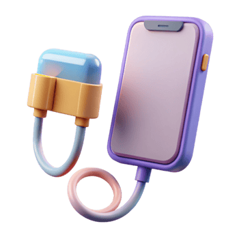 elegant artistic Smartphone charging cable and adapter detailed png