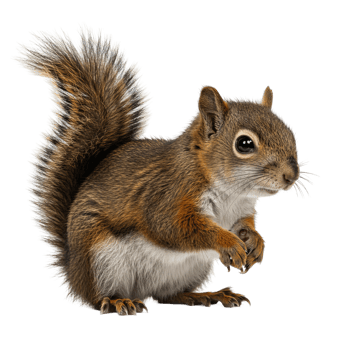 Adorable Squirrel with Bushy Tail Looking Alert png