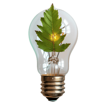 Light Bulb with Green Leaves Symbolizing Eco-Friendly Energy and Nature Connection png