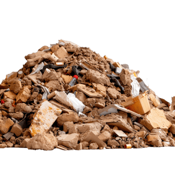 Pile of Mixed Construction Debris and Waste Materials at a Disposal Site for Environmental Cleanup png