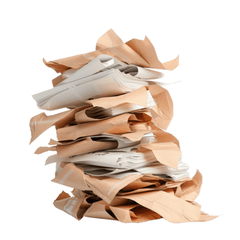 Pile of Crumpled Papers and Blueprints on a . png