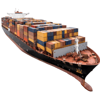Large Container Ship Loaded with Colorful Cargo Shipping International Goods at Sea png