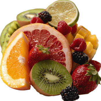 Colorful Assortment of Fresh Sliced Fruits Displayed on Tabletop for Healthy Eating Inspiration png