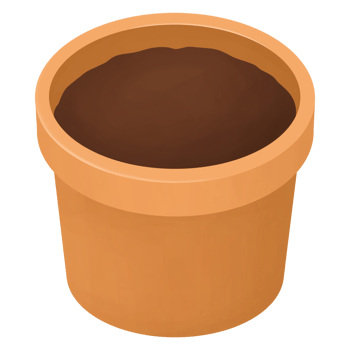 Plant pot with soil cartoon isometric png