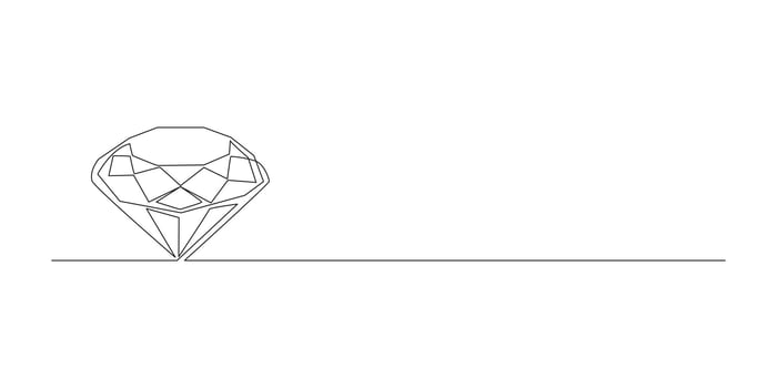 Continuous illustration drawing of single line diamond vector