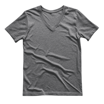 Gray V-Neck T-Shirt Flat Lay Isolated on Transparent Background png
