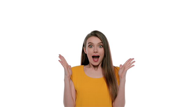 Portrait of a Surprised Young Woman on Transparent Background png
