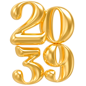 Happy New Year 2039 gold number balloons isolated png