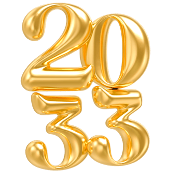 Happy New Year 2033 gold number balloons isolated png