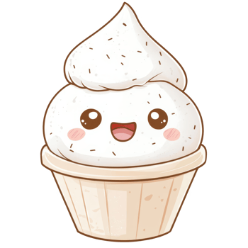 Cute Cartoon Character of Soft Ice Cream in a Cup with Smile png