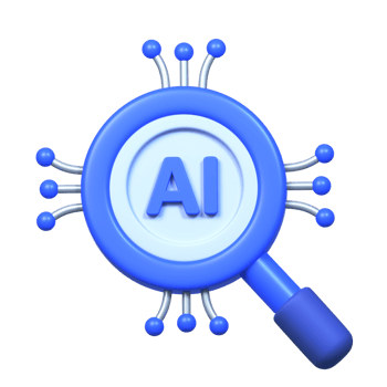 3D rendered search AI illustration png