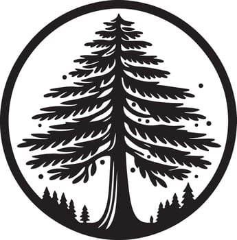 Cedar Tree Emblem Black and White Nature Symbol vector