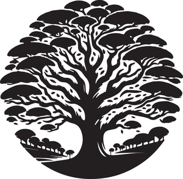 an image of a black and white tree vector
