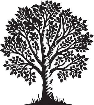 tree silhouette white background vector