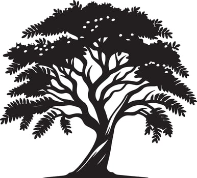 The unique clean black and white silhouette of a tree vector
