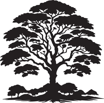 The unique black and white silhouette of a tree vector