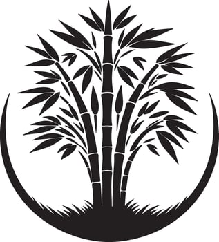 a bamboo tree with leaves and branches in a circle vector