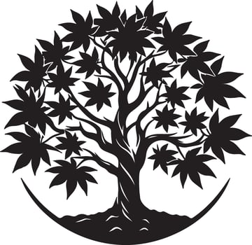 black and white image of a tree with leaves vector