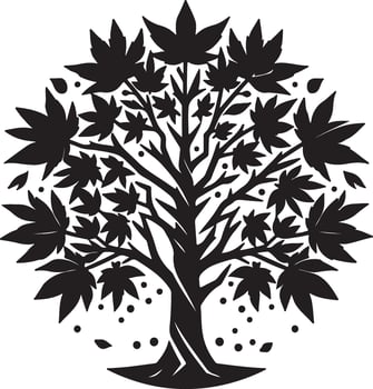 autumn tree silhouette illustration vector